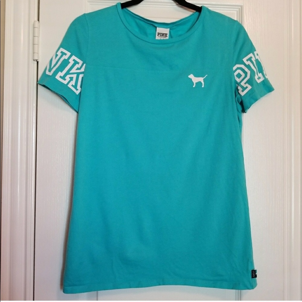 Pink, oversized t-shirt, Aqua, women’s size small